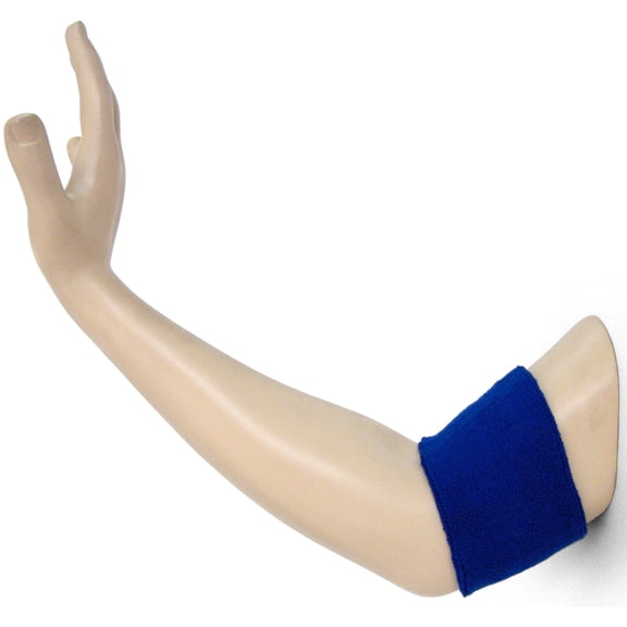 Couver Men's Arm/Bicep Bands (Cotton Terry Cloth) for Sweat Armband, Blue (1 Pair)