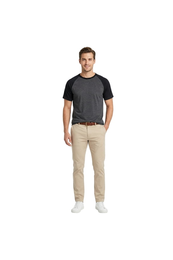 Men's Cotton Baseball T-Shirts Short Sleeve Crew Neck Classic Tee Shirt, Black / Charcoal Gray, X-Large, 1 Pack