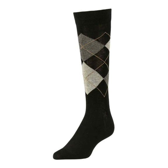 Couver Men's Dress Crew Socks, Argyle Black / Charcoal / Gray, Size 10-13, 1 Pairs