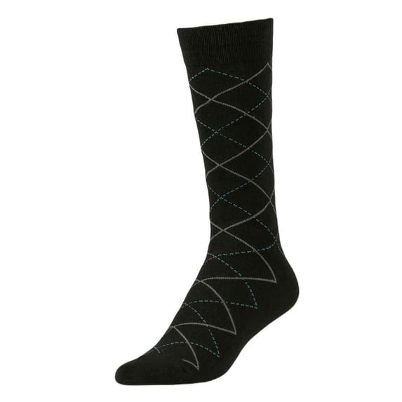 Couver Men's Dress Crew Socks, Argyle Light Blue / Olive / Black, Size 10-13, 1 Pairs