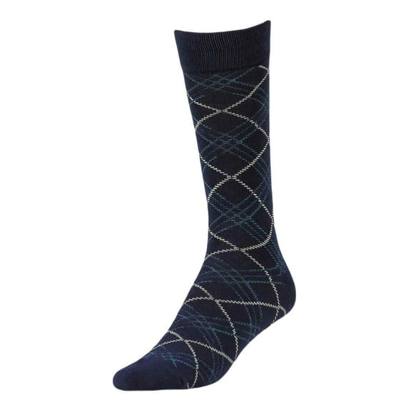 Couver Men's Dress Crew Socks, Argyle Sky Blue / White / Navy, Size 10-13, 1 Pairs