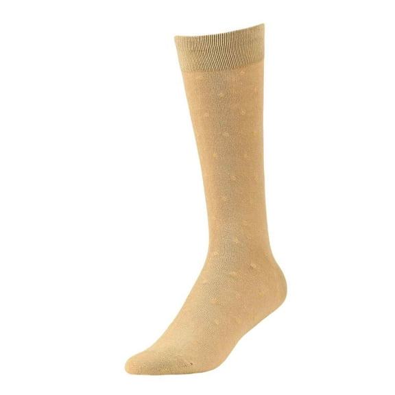 Couver Men's Dress Crew Socks, Polka Dots Solid Color Khaki, Size 10-13, 1 Pairs