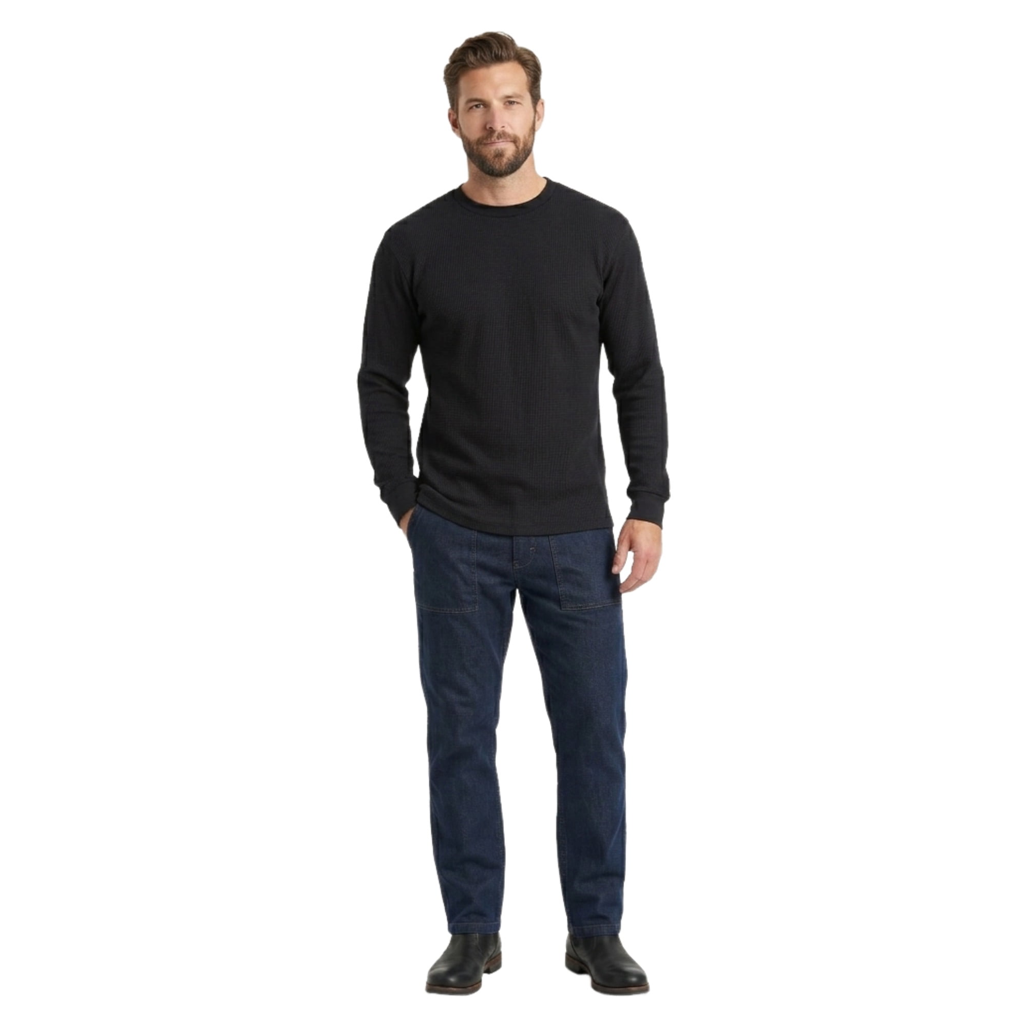Men's Heavyweight Cotton Long Sleeve Thermal Top, White XL, 1