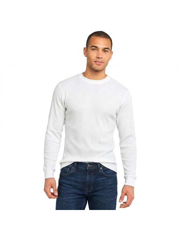 Men's Medium Weight Cotton Long Sleeve Thermal Top, White, X-Large, 1 Pack