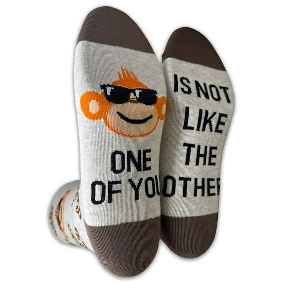Couver Mens Cotton Novelty Crew Dress Socks with Cute Animal Design- Cartoon / Monkey / One of You, 10-13, 1 Pair