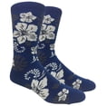 thumbnail image 1 of Couver Mens Cotton Novelty Crew Dress Socks with Plant Floral Nature Design- Floral / Aloha Navy, 10-13, 1 Pair, 1 of 6