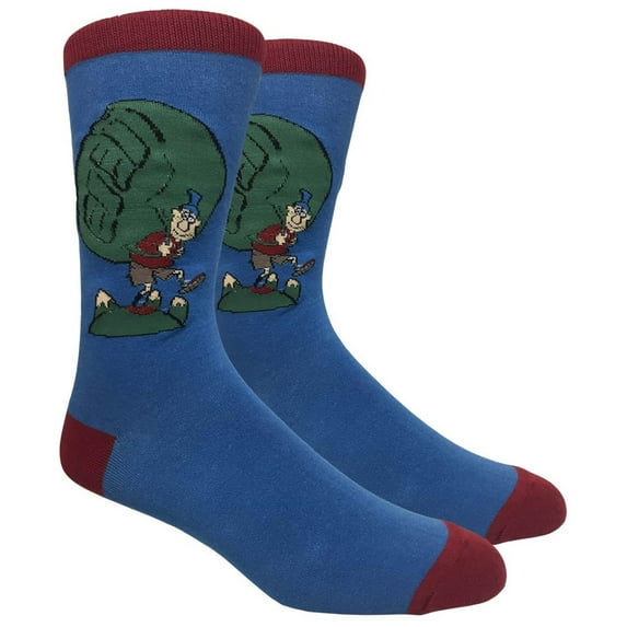 Couver Mens Cotton Novelty Crew Dress Socks with Sports Exercise Workout Design- Cartoon/The Hiker, 10-13, 1 Pair