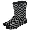 thumbnail image 1 of Couver Mens Cotton Novelty Crew Dress Socks with Sports Exercise Workout Design- Sports / Checkered (Charcoal), 10-13, 1 Pair, 1 of 9