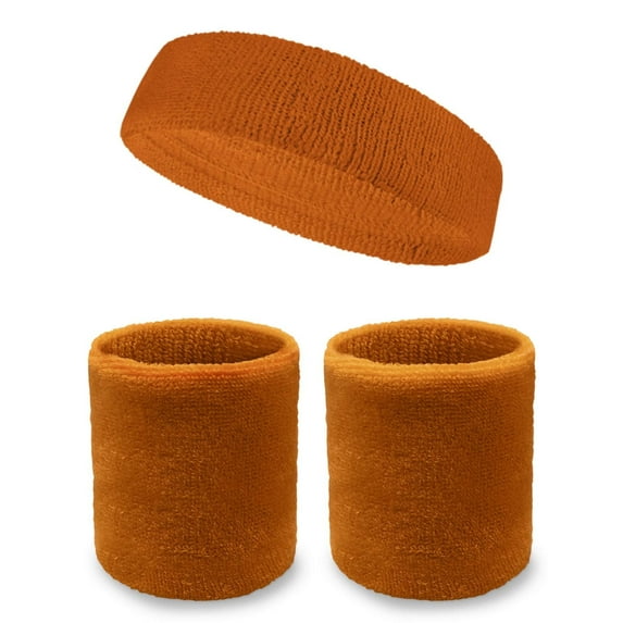 Couver Mens Headband Wristband Sweatbands Set - (1 Headband and 2 Wristbands) Cotton for Sports & More