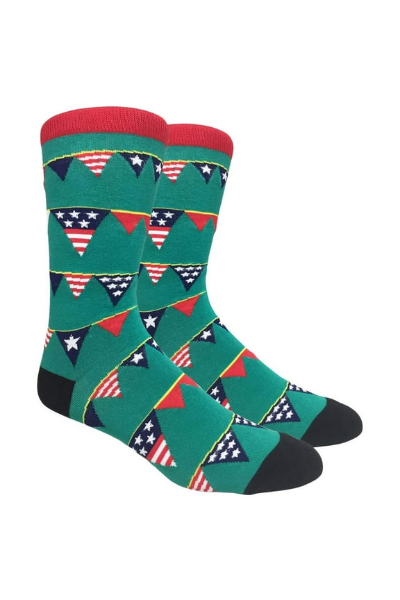 Mens Novelty Socks Colorful Funny Pattern Dress Casual Socks- Cartoon/Stars and Stripes, 10-13, 1 Pair