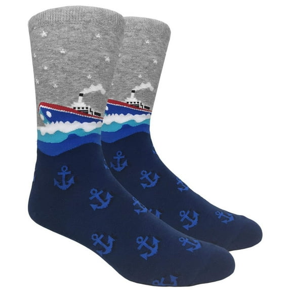 Couver Mens Novelty Socks Colorful Funny Pattern Dress Casual Socks- Steamboat, 10-13, 1 Pair