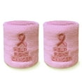 thumbnail image 1 of Couver Pink Breast Cancer Awareness Ribbon Embroidery Wristband(Wrist Sweatband) -1 Pair, 4" Light Pink/Bright Pink Ribbon & HFC, 1 of 7