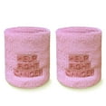 thumbnail image 1 of Couver Pink Breast Cancer Awareness Ribbon Embroidery Wristband(Wrist Sweatband) -1 Pair, 4" Light Pink/HFC, 1 of 9