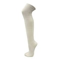 thumbnail image 1 of Couver Women's Plain Winter Cable Knitted Boot Over Knee Socks/Thigh High Stockings- White - 1 Pair, 1 of 9