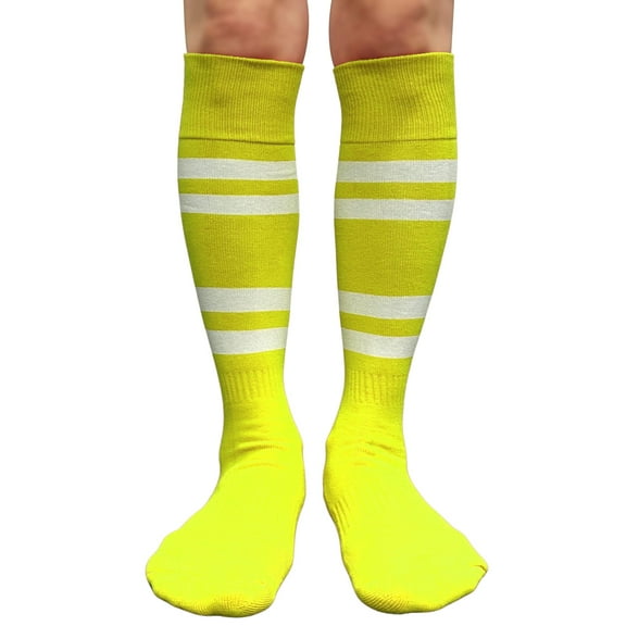 Couver Premium Cotton 4 White Stripes Knee High Softball Baseball Sports Tube Socks,  Large