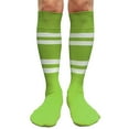 thumbnail image 1 of Couver Cotton 4 White Stripes Knee High Softball Baseball Sports Tube Socks, Bright Lime Green/White, Large, 1 of 7
