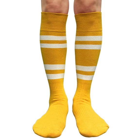 Couver Premium Cotton 4 White Stripes Knee High Softball Baseball Sports Tube Socks,  Medium