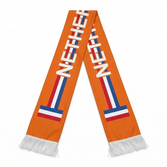 Couver Reversible National Soccer Fan Scarf - Soft Knit Polyester Country Flag Design For Sports, Fan Accessory for Game Day, NETHERLANDS