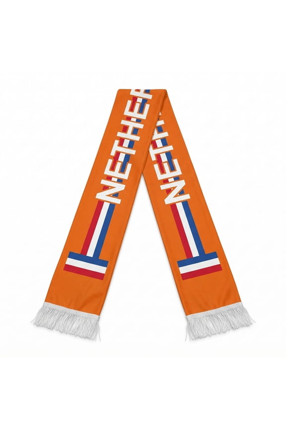 Reversible National Soccer Fan Scarf - Soft Knit Polyester Country Flag Design For Sports, Fan Accessory for Game Day, NETHERLANDS
