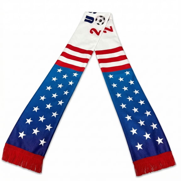 Couver Reversible National Soccer Fan Scarf - Soft Knit Polyester Country Flag Design For Sports, Fan Accessory for Game Day, USA 2026