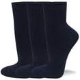 thumbnail image 1 of Couver Running Athletic Crew Socks Cotton Terry Cushion sole, Quarter High, Navy, Medium, 3 Pairs, 1 of 7