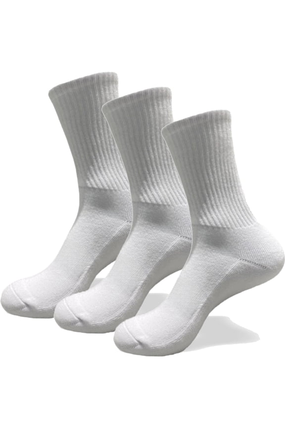 Running Athletic Crew Socks Cotton Terry Cushion sole, Quarter High, White, Medium, 3 Pairs