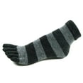 thumbnail image 1 of Couver Soft Cotton White Striped Ankle Toe Socks 1 Pair, Small, Charcoal / Gray, 1 of 10