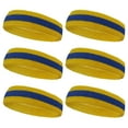 thumbnail image 1 of Couver Sports Terry Cloth 2 Colors Stripes Head Sweatband - 6 Pieces Pack (Blue / Golden Yellow), 1 of 7