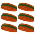 thumbnail image 1 of Couver Sports Terry Cloth 2 Colors Stripes Head Sweatband - 6 Pieces Pack (Green / Dark Orange), 1 of 7