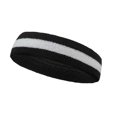 thumbnail image 1 of Couver Standard White Striped Terry Cloth 2 Colored Sweat Headband - 6 Pieces Pack (White / Black), 1 of 3