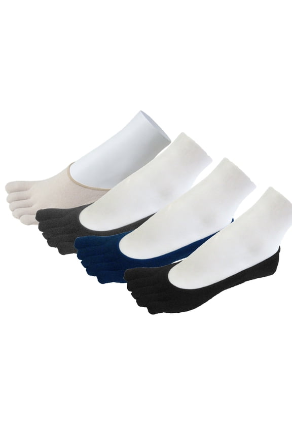 Super Low Cut 5 Finger No Show Toe socks, Random Color, Small, 3 Pairs