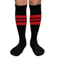 thumbnail image 1 of Couver Unisex Black Triple Stripe Baseball Softball Knee High Socks, Red, Large, 1 of 7