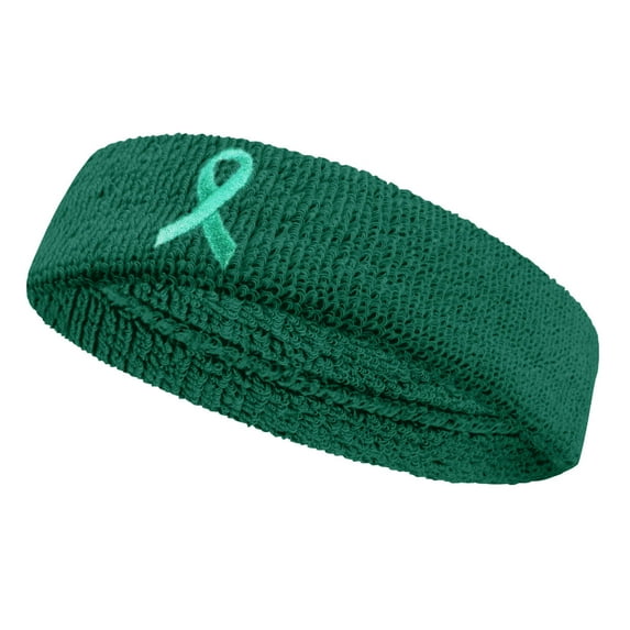 Couver Teal Ribbon Support Ovarian Cancer Head Sweatband 6 Pieces Pack, Jade Ribbon