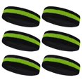 thumbnail image 1 of Couver Terry Cloth Striped Headband 2 Colored Head Sweatband - 6 Pieces Pack (Bright Lime Green / Black), 1 of 7