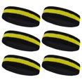 thumbnail image 1 of Couver Terry Cloth Striped Headband 2 Colored Head Sweatband - 6 Pieces Pack (Bright Yellow / Black), 1 of 7