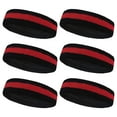 thumbnail image 1 of Couver Terry Cloth Striped Headband 2 Colored Head Sweatband - 6 Pieces Pack (Red / Black), 1 of 7