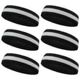 thumbnail image 1 of Couver Terry Cloth Striped Headband 2 Colored Head Sweatband - 6 Pieces Pack (White / Black), 1 of 7