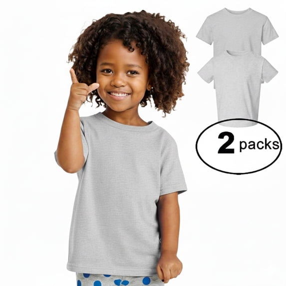 Couver Toddler Baby Unisex Cotton Jersey Short Sleeve T Shirt Activewear 2 Pack Ash 2T