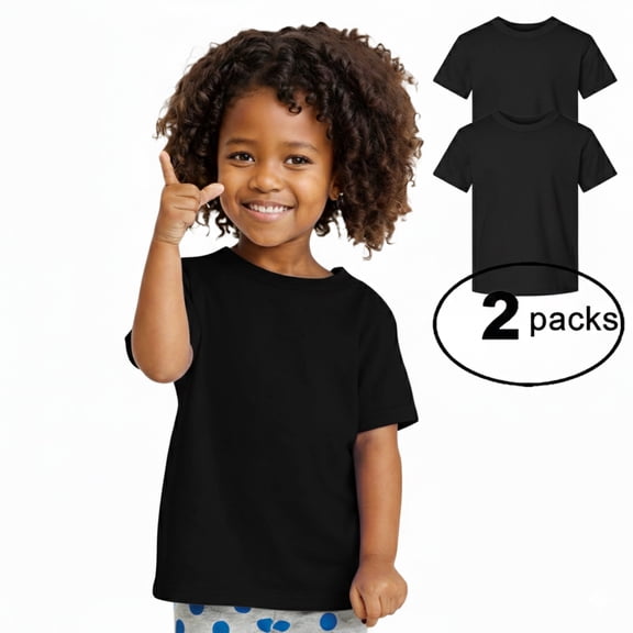 Couver Toddler Baby Unisex Cotton Jersey Short Sleeve T Shirt Activewear 2 Pack Black 2T