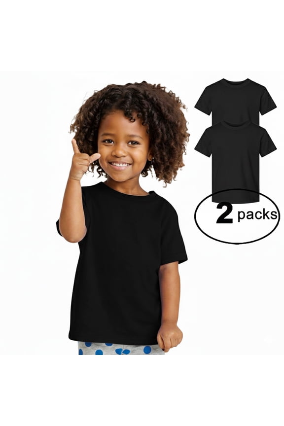 Toddler Baby Unisex Cotton Jersey Short Sleeve T Shirt Activewear 2 Pack Black 2T