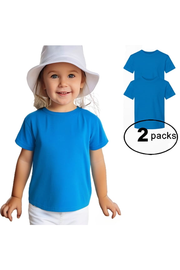 Toddler Baby Unisex Cotton Jersey Short Sleeve T Shirt Activewear 2 Pack Cobalt 3T
