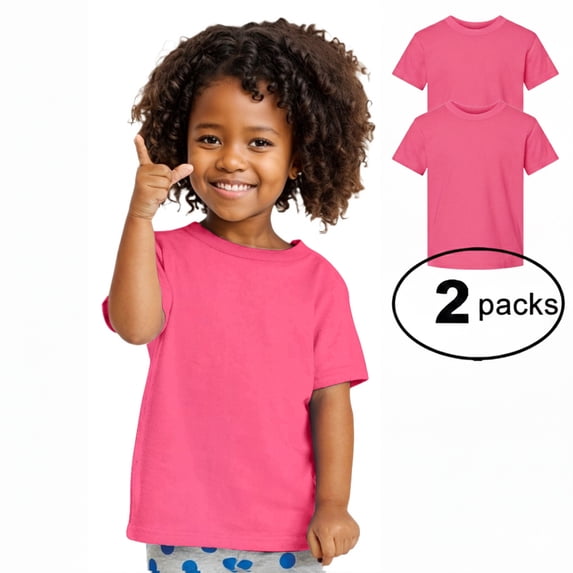 Couver Toddler Baby Unisex Cotton Jersey Short Sleeve T Shirt Activewear 2 Pack Hot Pink 4T