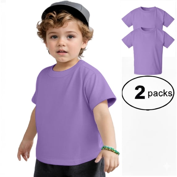 Couver Toddler Baby Unisex Cotton Jersey Short Sleeve T Shirt Activewear 2 Pack Lavender 3T