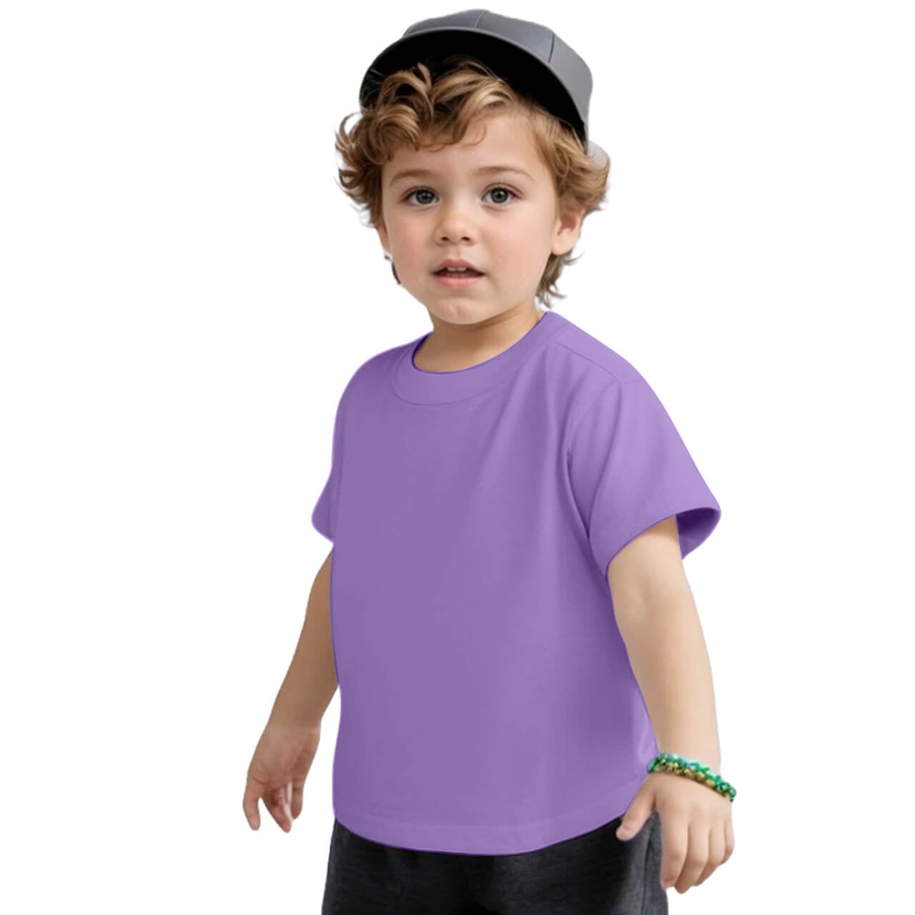 PURPLE SHORT SLEEVES T-SHIRT IN JERSEY, BABY PURPLE SHORT SLEEVES T-SHIRT IN JERSEY, BABY