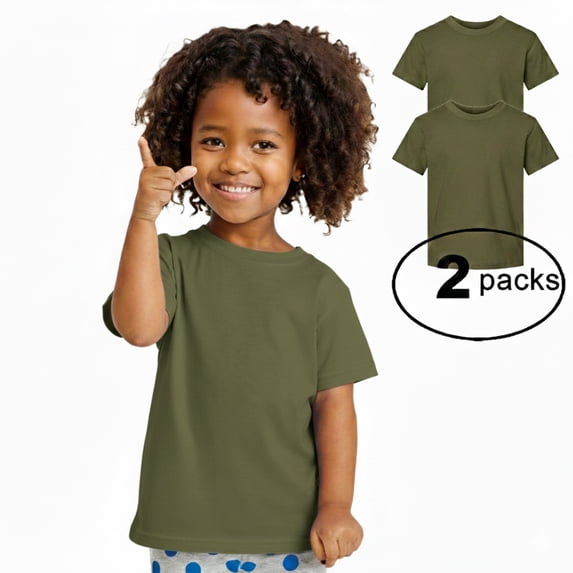 Couver Toddler Baby Unisex Cotton Jersey Short Sleeve T Shirt Activewear 2 Pack Military Green 2T
