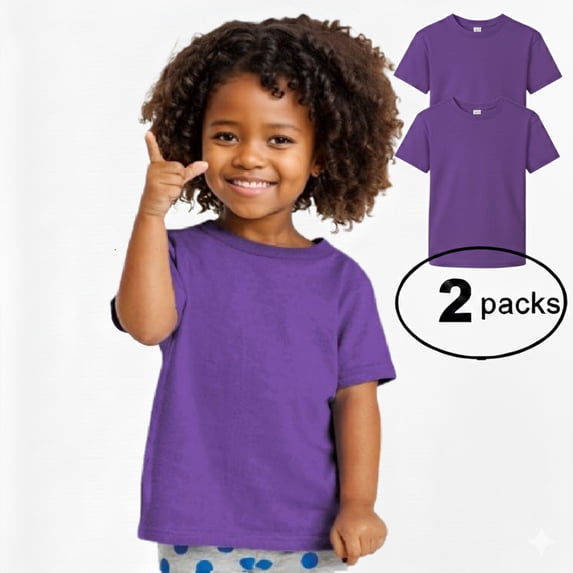 Couver Toddler Baby Unisex Cotton Jersey Short Sleeve T Shirt Activewear 2 Pack Purple 5/6
