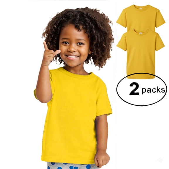 Couver Toddler Baby Unisex Cotton Jersey Short Sleeve T Shirt Activewear 2 Pack Yellow 5/6