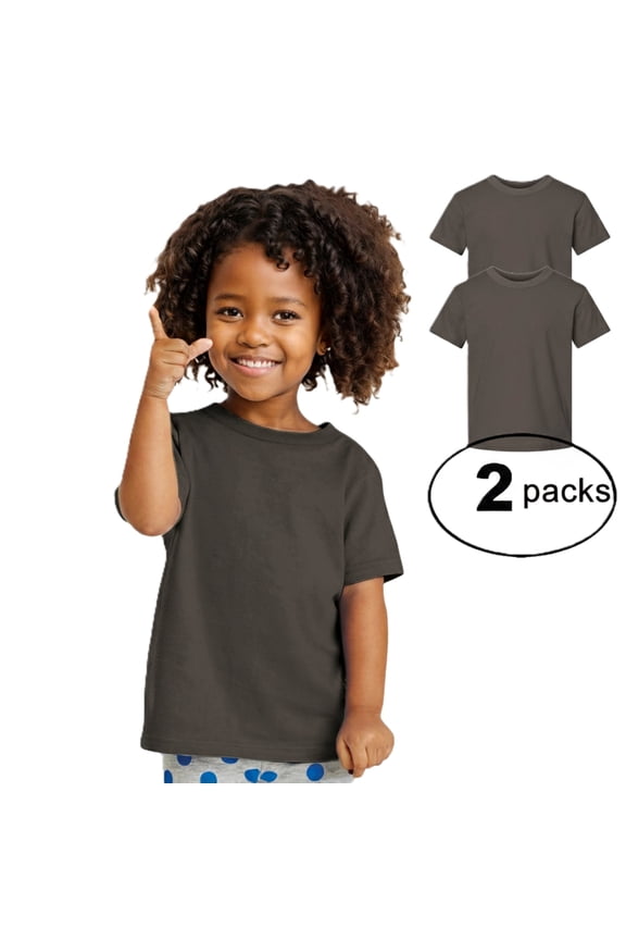 Toddler Baby Unisex Cotton Jersey Short Sleeve T Shirt Activewear 2 Pack Charcoal 2T