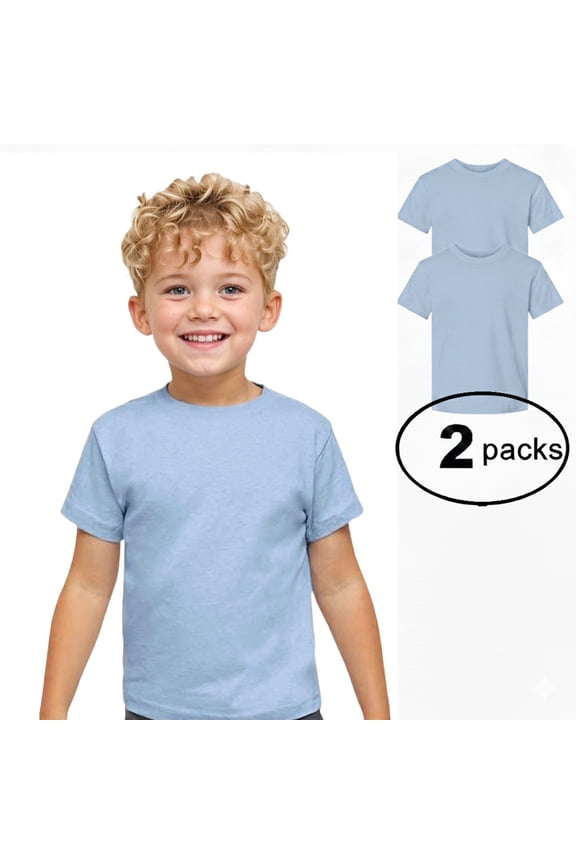 Toddler Baby Unisex Cotton Jersey Short Sleeve T Shirt Activewear 2 Pack Light Blue 6M