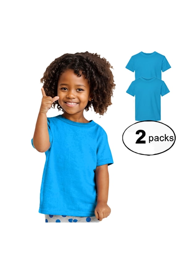 Toddler Baby Unisex Cotton Jersey Short Sleeve T Shirt Activewear 2 Pack Turquoise 5/6